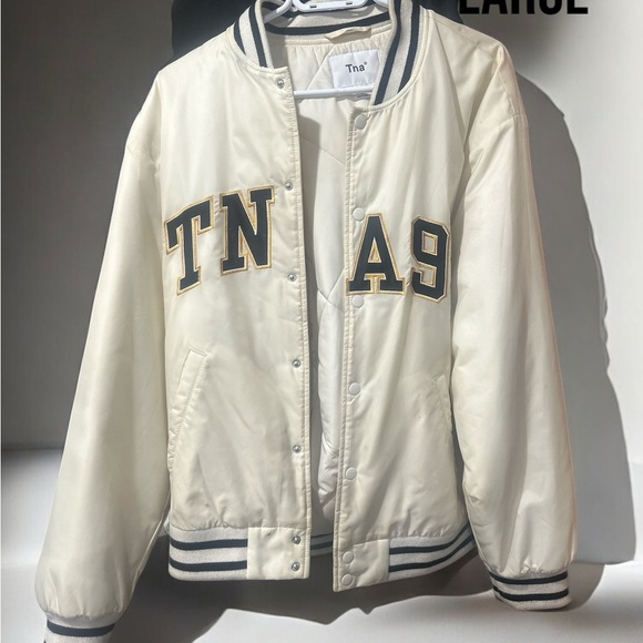 TNA Cream Varsity Jacket L - Picture 1 of 3